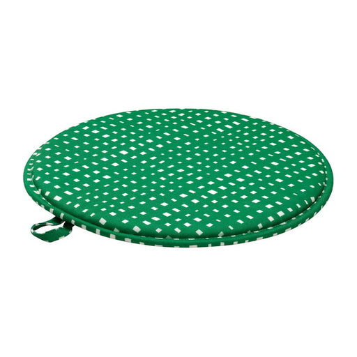 Green cushion with white diamond pattern on a white background