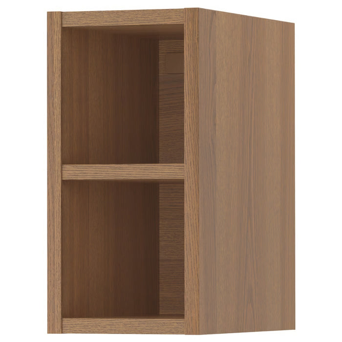 Wooden cabinet with two shelves on a white background