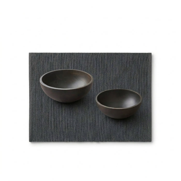 IKEA PINNLILJA Acacia Wood Serving Bowls Set of 2 with MÄRIT Black Placemat — Natural Elegance | Dining Table Upgrade