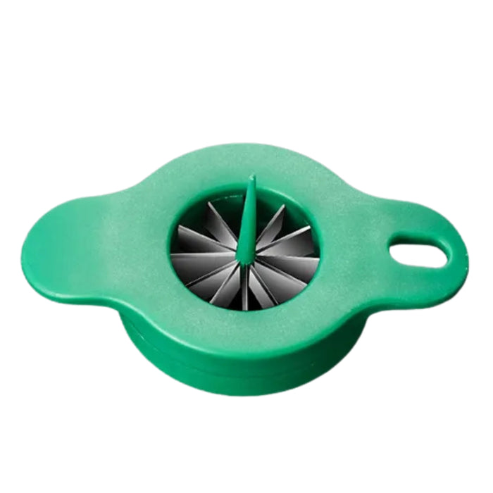 Green onion shredding knife with radial stainless steel blades and dual handles – designed for slicing vegetables into uniform strips – 1598451114240 13941221