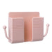Pink wall-mounted storage box with twin compartments and dual side hooks—ideal for holding remotes, phones, plugs, and accessories while charging—multifunctional and space-saving design – 1598448185068 13069399.