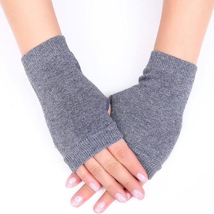 Digital Shoppy Wool Fingerless Gloves – Short Knit Hand Warmers for Writing & Office Use