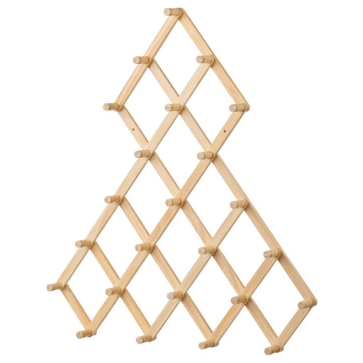 IKEA VINTERFINT wall decoration – pine wood accordion-style rack with pegs, expandable diamond pattern - 30604937