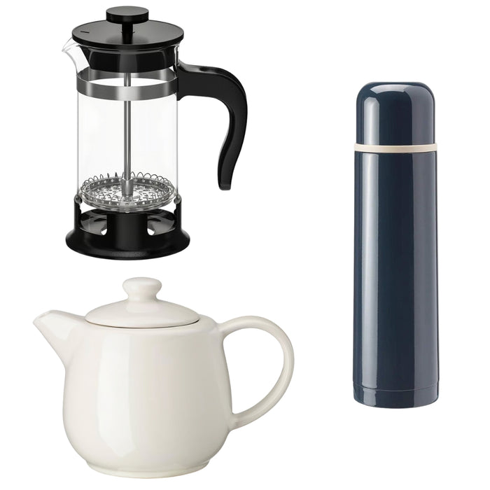 IKEA 3-Piece Drinkware Collection: Vacuum Flask, Teapot & Coffee Maker