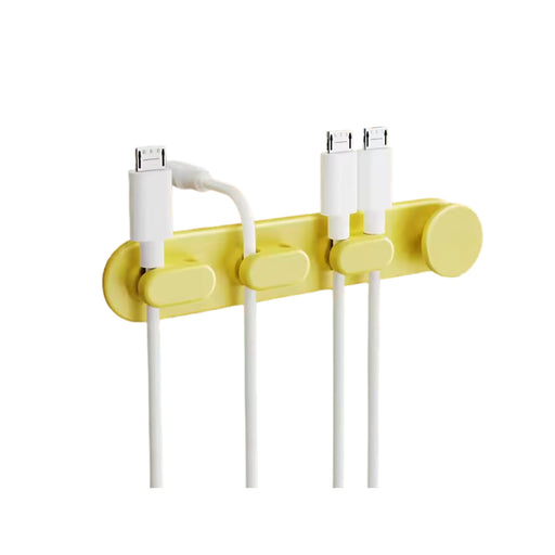 Yellow and white wall-mounted hook with two hooks on a white background