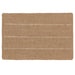 Beige woven mat with white stripes on a white background
