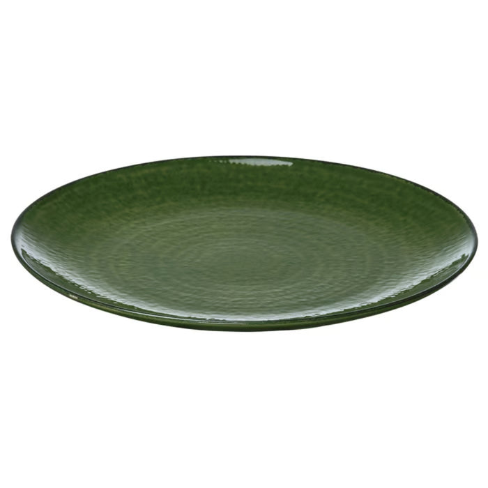 IKEA PELARKAKTUS 26 cm green dinner plate with a rustic, textured circular pattern and glossy finish.