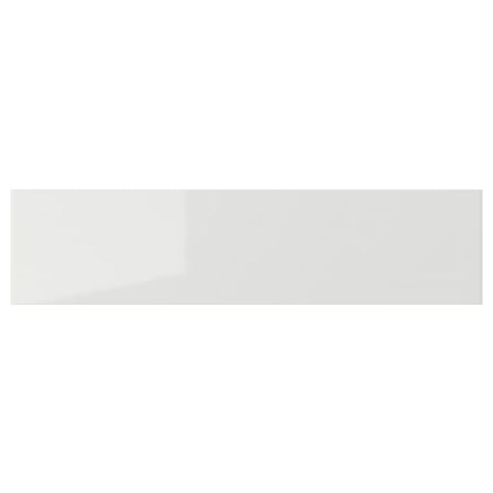 IKEA RINGHULT Drawer front, high-gloss light grey, 40x10 cm, shown as a single glossy tile on white background - 70327189