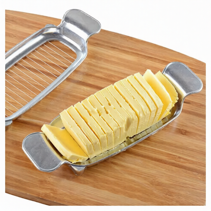 Digital Shoppy Stainless Steel Butter and Cheese Slicer, Evenly Spaced Wire Cutter, Polished Style, Manual