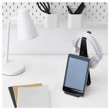 IKEA Desk Organizer Set, Grey Felt Privacy Panel with Pockets, White Mesh Pen Holder, Scissors and headset stand ( Black )