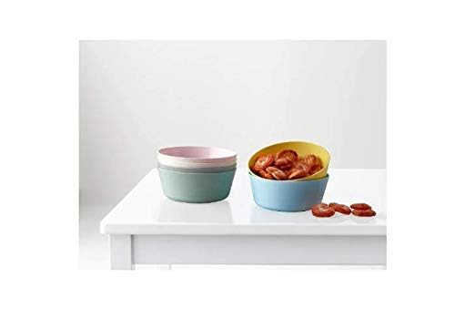 IKEA GULDVÄVARE Bib, dark yellow/white with Bowl mixed colours