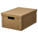IKEA GÄRDESGÅRD storage box – natural cardboard box with lid, cut-out handle, and metal rivets on front panel-80596954