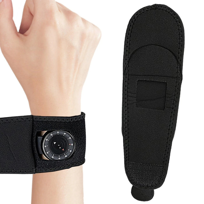 Digital Shoppy Wrist Compression Strap & Wrap — Black with Centre Hole | Adjustable Brace for Support & Recovery