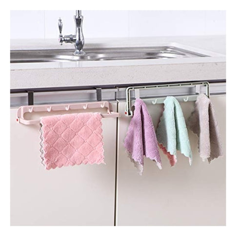 Space-saving pink kitchen organizer with foldable design for hanging dishcloths and small tools