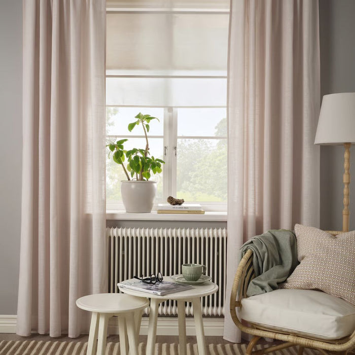 IKEA SILVERLÖNN Sheer curtains, 1 pair, pink/with heading tape, 145x250 cm (57x98 ")