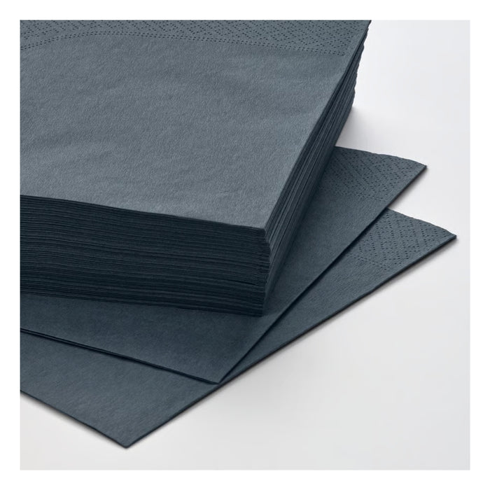 Stack of dark gray napkins on a white background