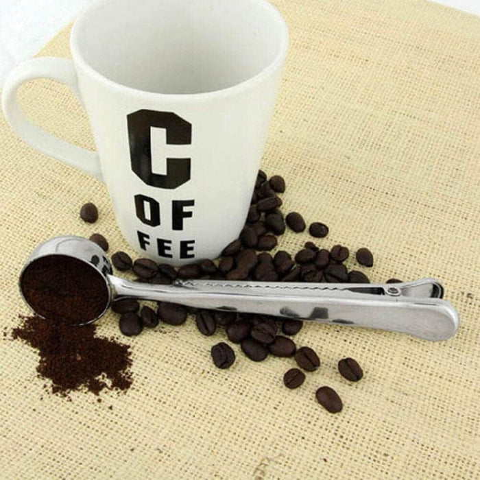 Digital Shoppy 2-in-1 Coffee Clip Spoon – Stainless Steel Scoop with Bag Sealing Clip