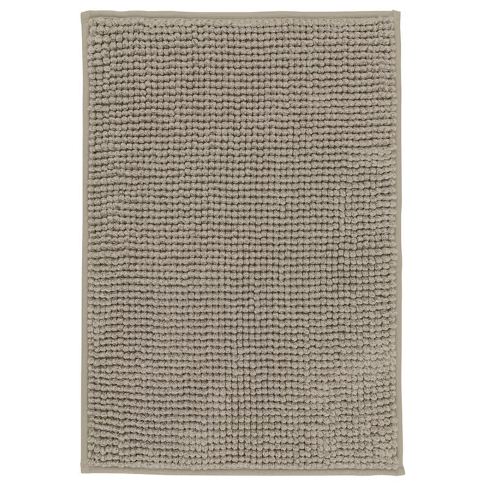 IKEA TOFTBO bath mat in beige with looped chenille texture and stitched border, shown flat for material detail