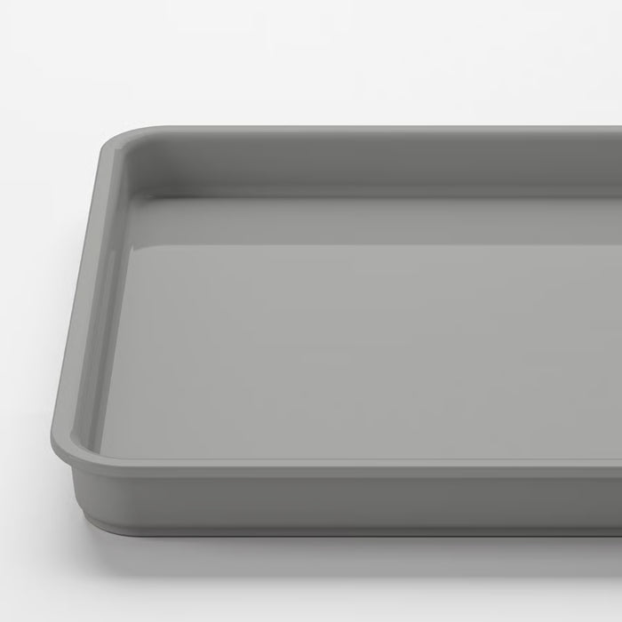 Rectangular light grey IKEA KUGGIS Lid (13x18 cm, 5x7"), sturdy plastic cover with raised edges, designed for seamless compatibility with KUGGIS storage boxes. Smooth and durable for efficient organization.-90599160