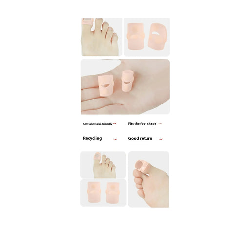 Foot care product packaging with foot-shaped inserts and text on a white background