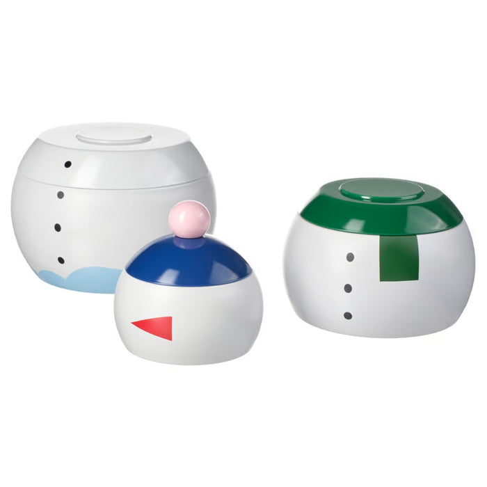 IKEA VINTERFINT Tin with lid, set of 3, snowman