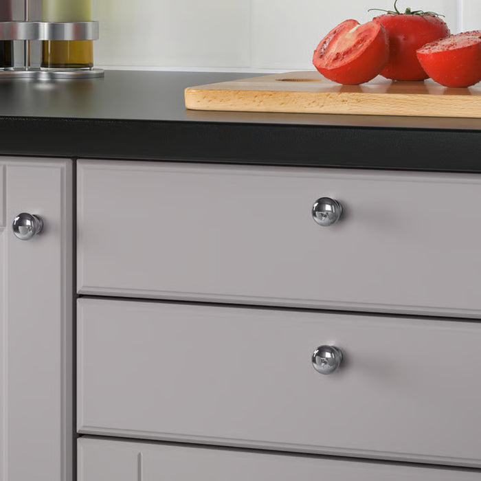 Ikea ENERYDA Knob, Chrome-Plated, 20 mm with TÄRNESTAD Knob, Oak, 17 mm