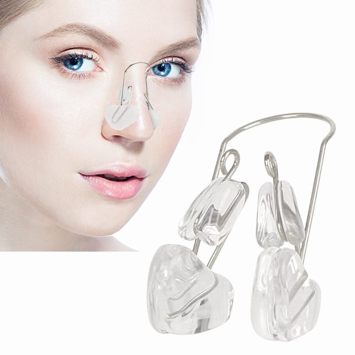 Nose Bridge Lifter – Non-Surgical Shaping Clip, Comfortable Fit, worn on nose with close-up of device structure