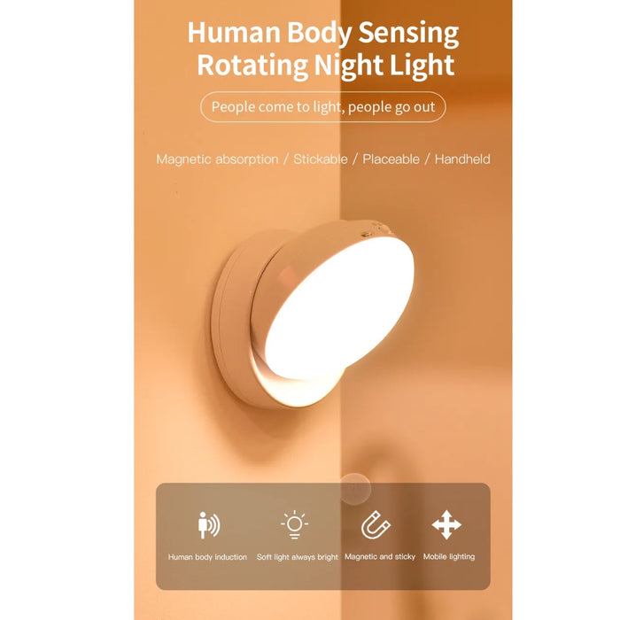 Digital Shoppy Rotating Motion Sensor Night Light – Human Body Detection LED for Corridor, Garage & Wardrobe