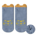 Thick Cartoon Baby Socks – Blue socks with yellow cat graphic and fuzzy inner texture, ideal for autumn/winter -