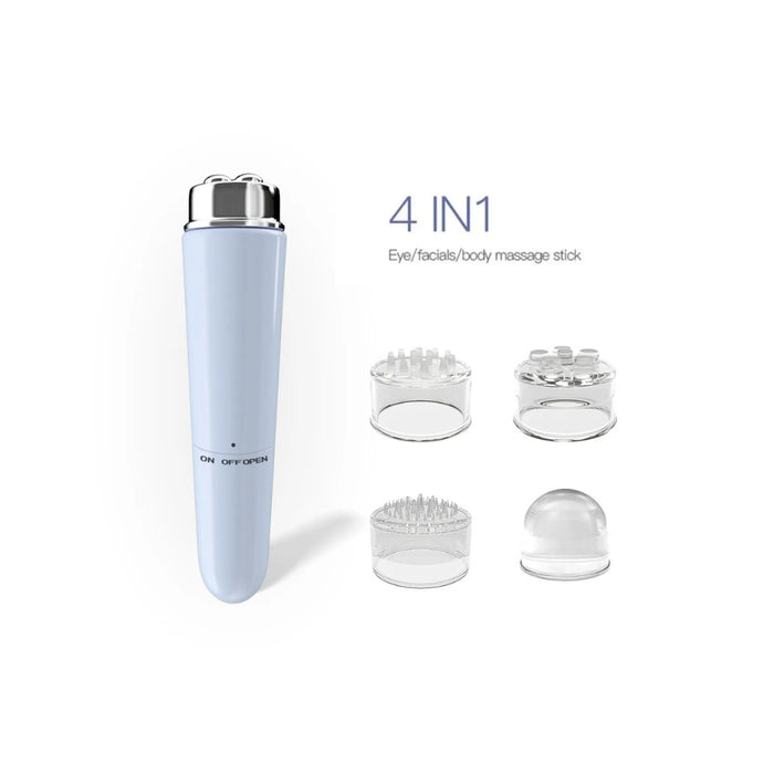 4-in-1 eye/facial/body massage stick with attachments on a white background