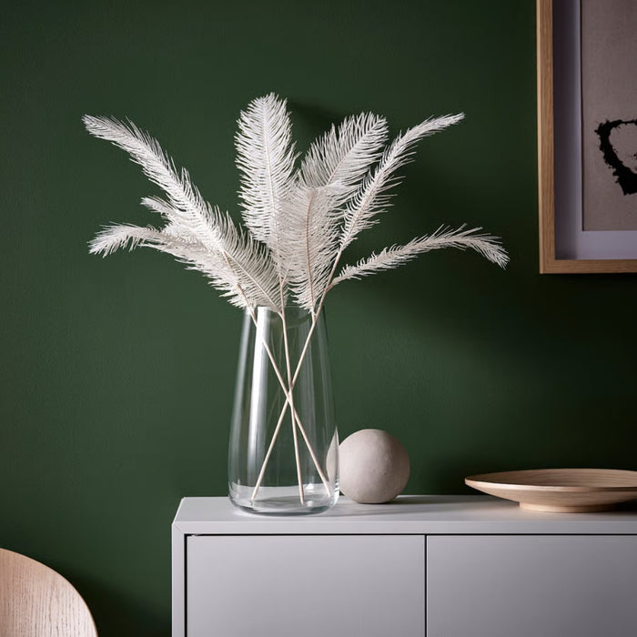 IKEA SMYCKA Artificial spray, in/outdoor/beige, 65 cm with FÖRENLIG Vase, light grey21 cm (8 ¼ ")