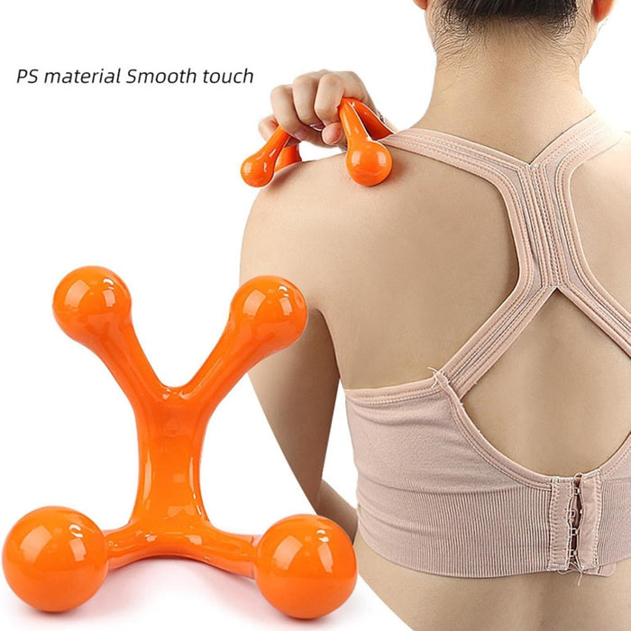 Digital Shoppy handheld massager used on upper back shoulder area showing smooth PS material finish