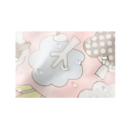 Decorative elements with clouds and stars on a pink background