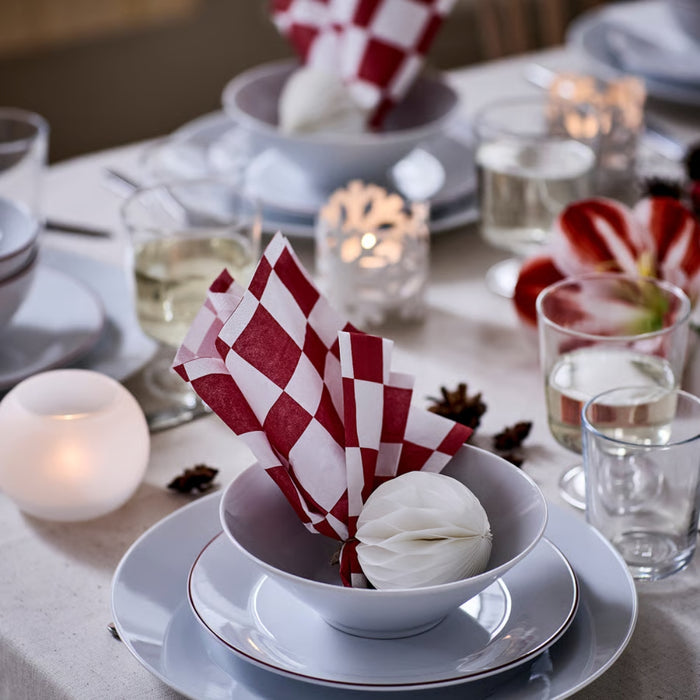 IKEA VINTERFINT Paper napkin, check pattern white/red, 33x33 cm