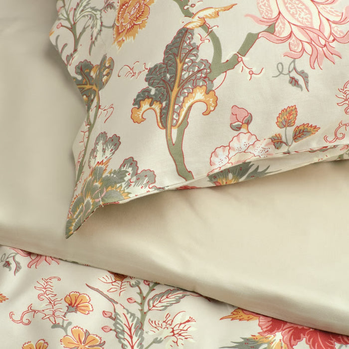 Floral patterned fabric with a soft beige background