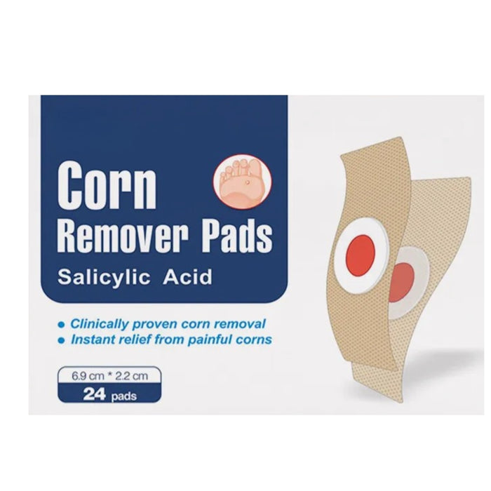 Corn remover pads packaging with salicylic acid on a white background