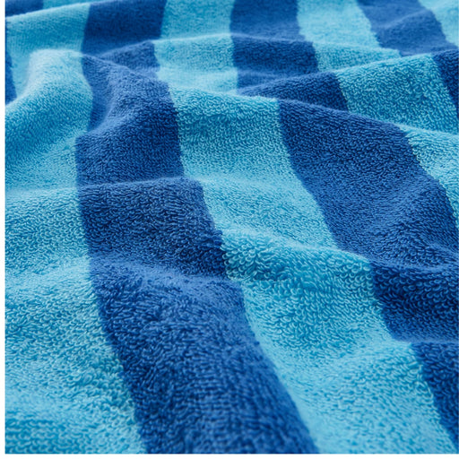 Close-up of IKEA SLÅNHÖSTMAL bath towel texture and striped design