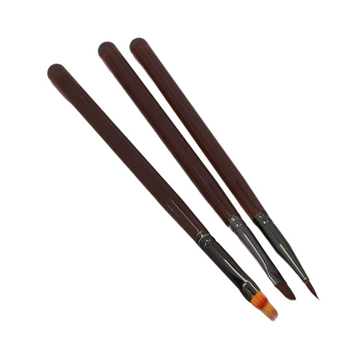 nail art brushes with metallic handles and different tip shapes