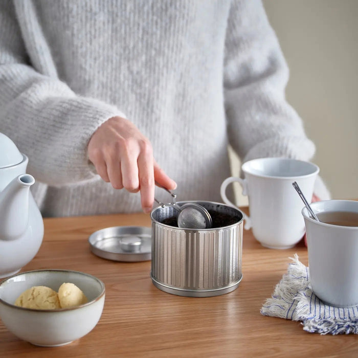 IKEA BETTHAJ Tin with lid, for coffee/tea/silver color