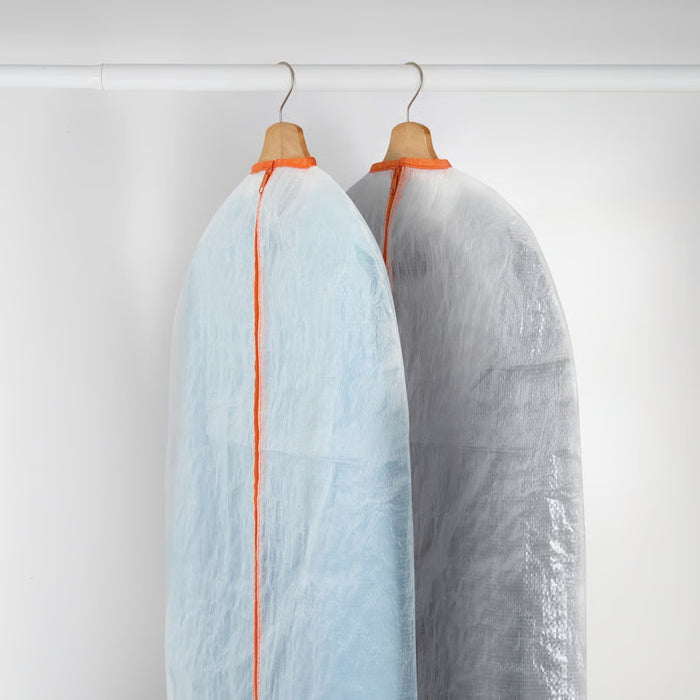 IKEA HJÄLPA Wardrobe Set: 60-100cm Adjustable Clothes Rail, 5 Wood Hangers & 5 Clothes Covers