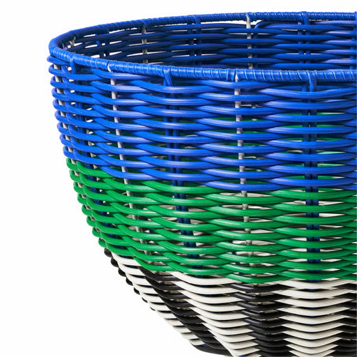 IKEA DJURTRÄNARE Basket – 32x19 cm (12 ½x7 ½ inches), handwoven with a mix of blue, green, white, and black stripes. Stylish and durable storage solution for home organization-10591422