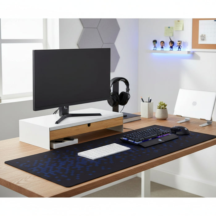 IKEA Gaming Desk Setup: BRÄNNBOLL XL Mouse Pad (90x40cm) & ELLOVEN Ergonomic Monitor Stand