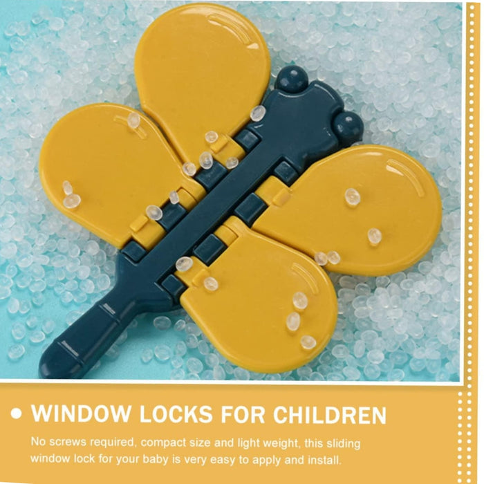 Digital Shoppy Window Lock for Kids – No-Drill Anti-Pinch Safety Clip, Yellow/Blue