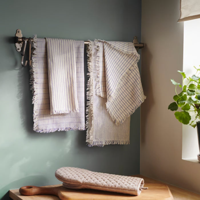IKEA VÄLVÅRDAD Tea Towels 4-Pack + VIKFJÄRD Washcloth – Cotton Kitchen & Bath Set