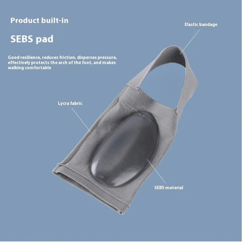 Gray SEBS pad with elastic bandage on a blue background