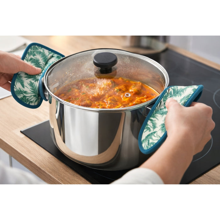 IKEA Cooking Set: 10L MIDDAGSMAT Stockpot & Patterned SILVERPOPPEL Pot Holders