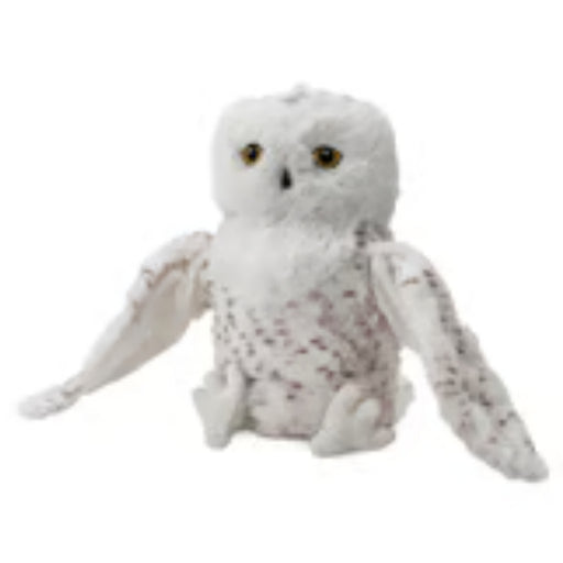 IKEA SKOGSDUVA soft toy – snowy owl hand puppet with white fur and brown speckles, yellow eyes and outstretched wings - 50576896

