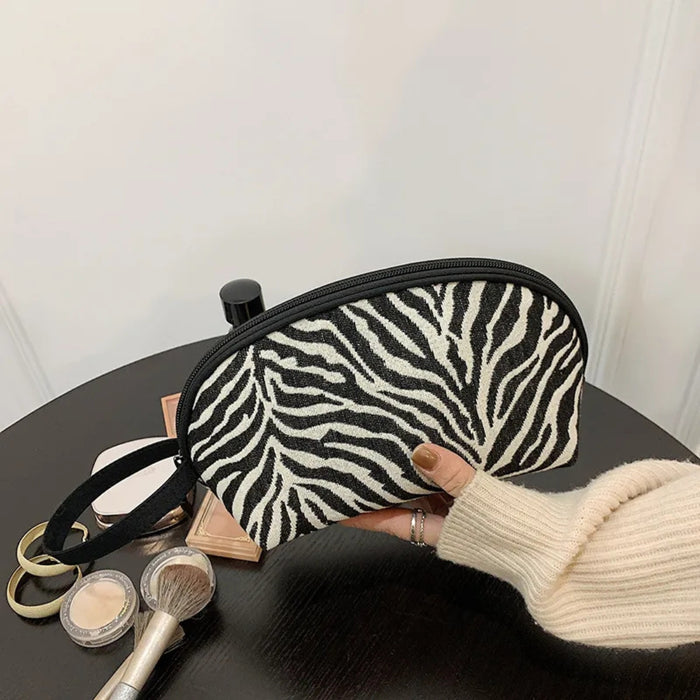Digital Shoppy Zebra Print Travel Cosmetic Bag, L – Stylish Makeup Organizer