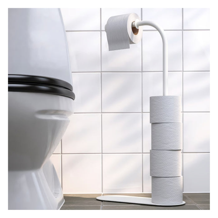 IKEA ENUDDEN Toilet Roll Stand 60 cm Freestanding Storage with Washcloth, White and Light Yellow ( 2 piece)