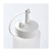 White plastic bottle with pump dispenser on a light gray background